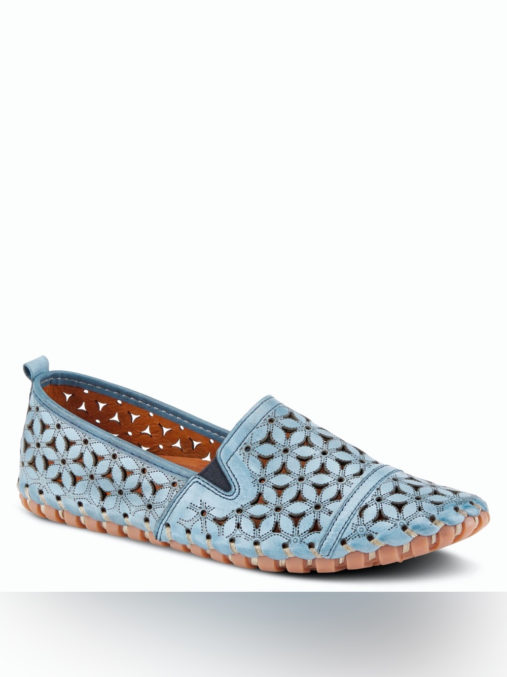 Spring Step Flowerflow Blue Leather Slip On Loafers US 6.5-7 EU 37
